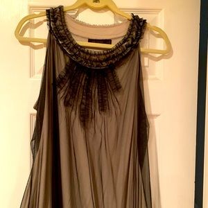 Limited tank top. Beige w/ sheer black overlay. XL